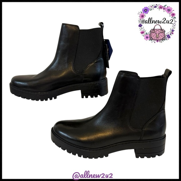 New Cynthia Rowley Black Leather Chelsea Ortholite Boots Rugged Grip Sole 7.5 - Picture 6 of 16